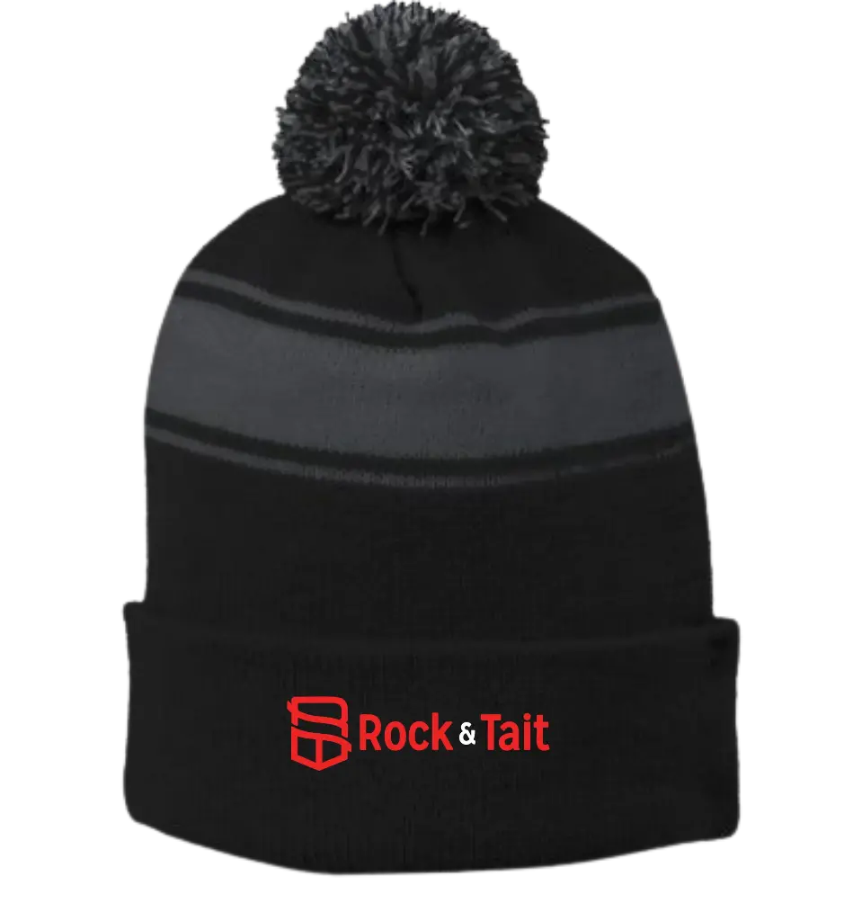 Sport Tek Strip Pom Pom Beanie