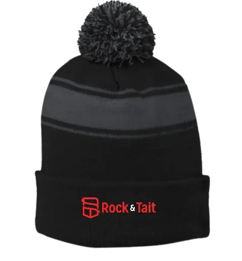 Sport Tek Strip Pom Pom Beanie